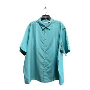 Cafe Luna Shirt Men's‎ 2XL Short Sleeve Button Front Teal Blue